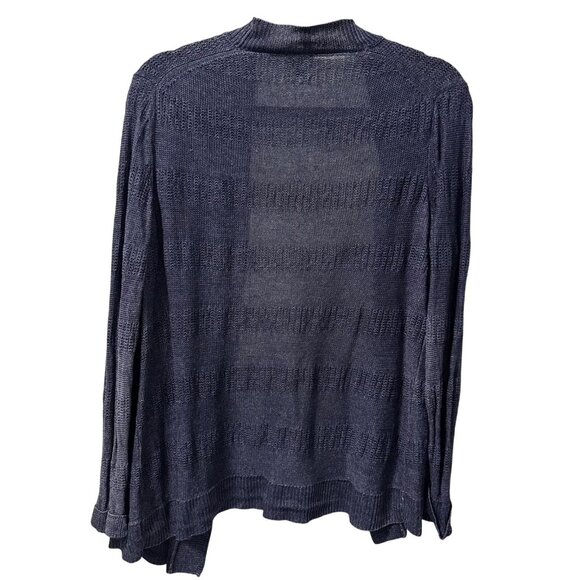 Talbots Petites Navy Open-Front Cardigan Sweater XLP 100% Linen Lightweight Knit - Picture 9 of 12